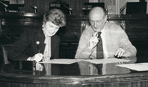 Sister Margaret, then CEO at St. Vincent Hospital, with Mayor Ed Koch
