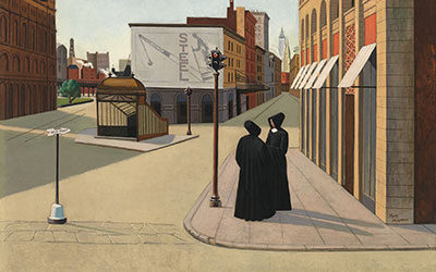 Astor Place by Francis Criss: A Surrealist Study Features the Sisters of Charity of New York in Greenwich Village, ca. 1932